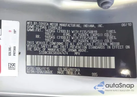2011 Toyota Sienna Se из США, поврежденный, VIN 5TDXK3DC5BS047474
